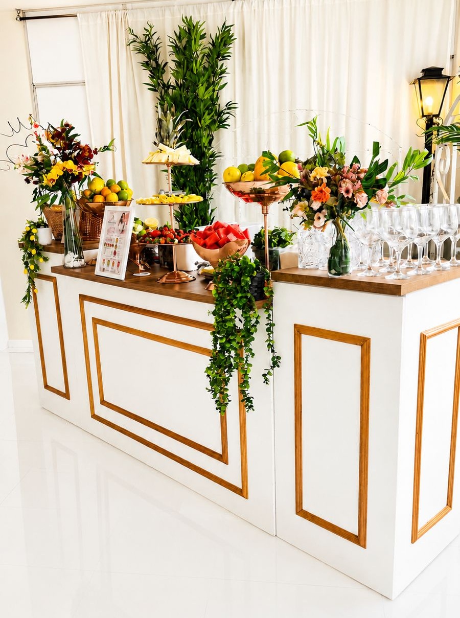 Estrutura elegante da Grandeza Bar preparada para evento